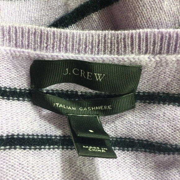 J. Crew womens Sweater Italian Cashmere Striped 3/4 Sleeve Pullover Knit Sz S - Picture 6 of 9